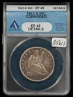 1863-S 50c Seated Liberty Silver Half Dollar - ANACS XF 45 Dets - SKU-B5617