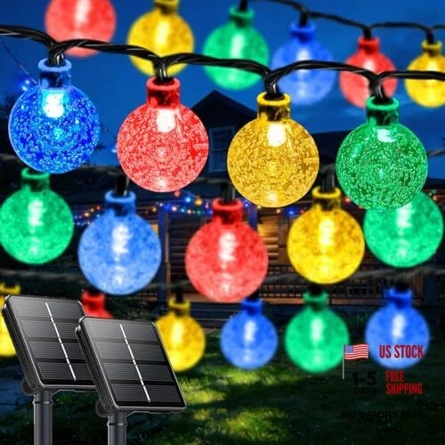 Solar String Lights Outdoor, 2-Pack Total 100 2 Pack-100LED(Solar) Multicolor