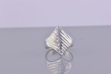 Sterling Silver 22mm Solid Slanted Ribbed Rippled Band Ring 925 Sz: 8