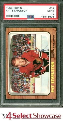 1966 TOPPS #57 PAT STAPLETON BLACK HAWKS POP 2 PSA 9 SET BREAK