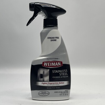 Weiman STAINLESS STEEL CLEANER & POLISH Clean Appliances Grill Ranges 12oz Spray