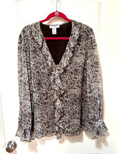 NINE WEST WOMAN Women’s Brown Beige Dressy Blouse Long Sleeves - Size 18W