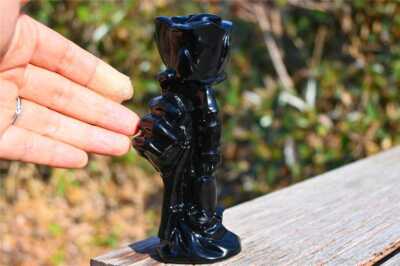 3'' Natural Obsidian hand carved rose statue quartz Crystal decor heal gift 1pc