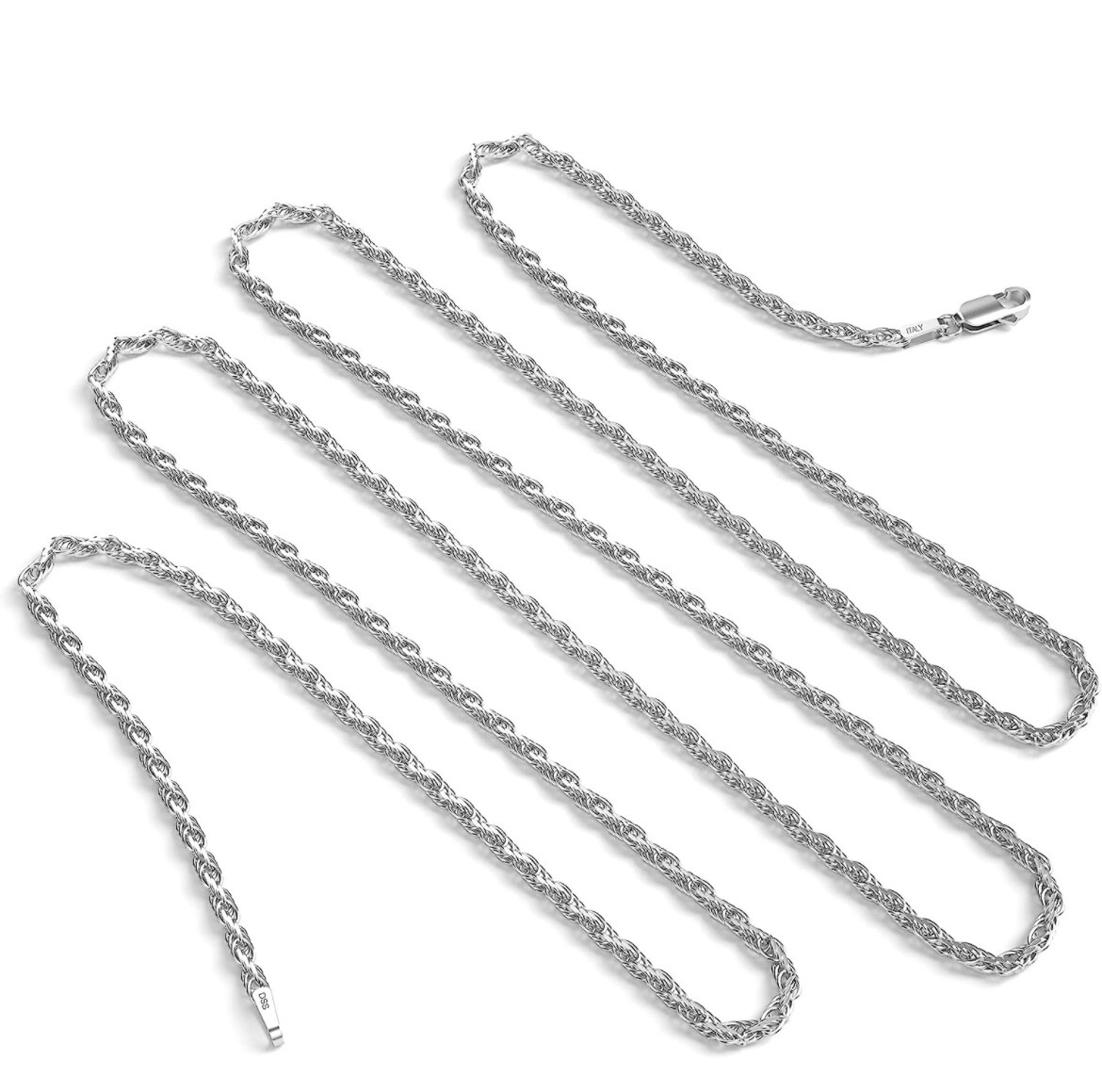 Italian Solid Sterling Silver 30 Inch Rope Link Chain Necklace 925 ...
