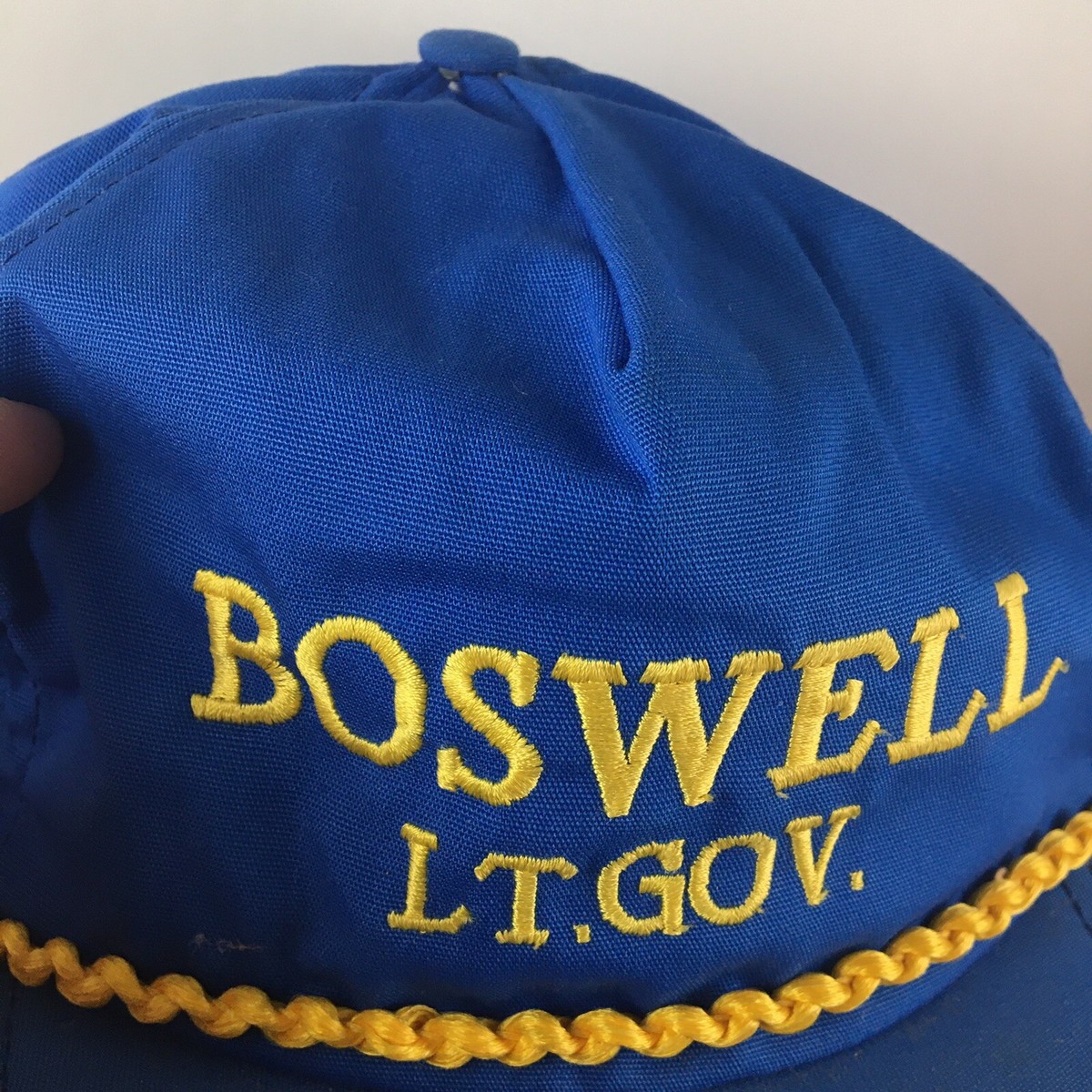 Boswell Governor Snapback Vtg Hat Cap Scrambled Eggs Blue USA