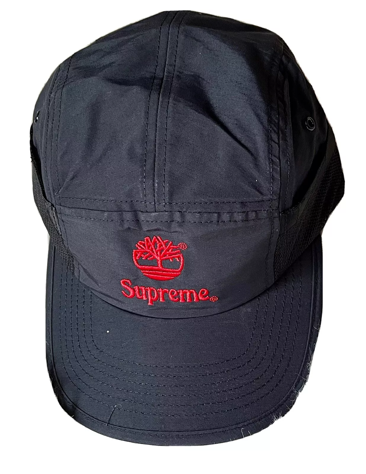 Casquette de camp Supreme®/Timberland® noire/rouge SS21 authentique. Livraison gratuite