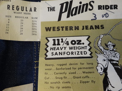 Vtg 60s ELY & WALKER The Plains RIDER Indigo Denim Pant Jeans 27 x