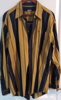 men's shirt Lerros cotton striped size L  striped yellow-black long sleeve