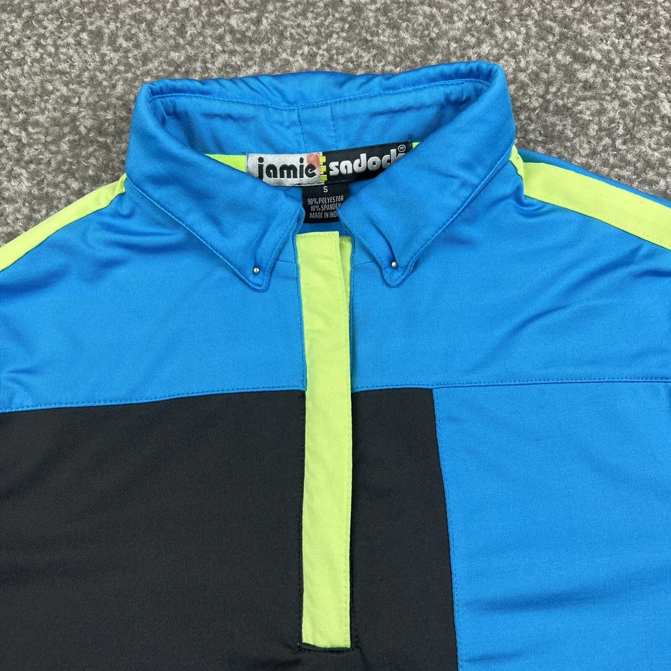 Camisa Jamie Sadock Mujer Pequeña Azul Verde Negro Bloque de Color Top Elastizada Golf Foto 4 de 4