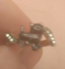 BLACK KITTEN RING " I LOVE MY KITTY "SIZE P with cz at each side of kitten