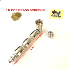 4.5" metal 3 chambers large bowl w cap tobacco smoking pipe w 10 brass screens