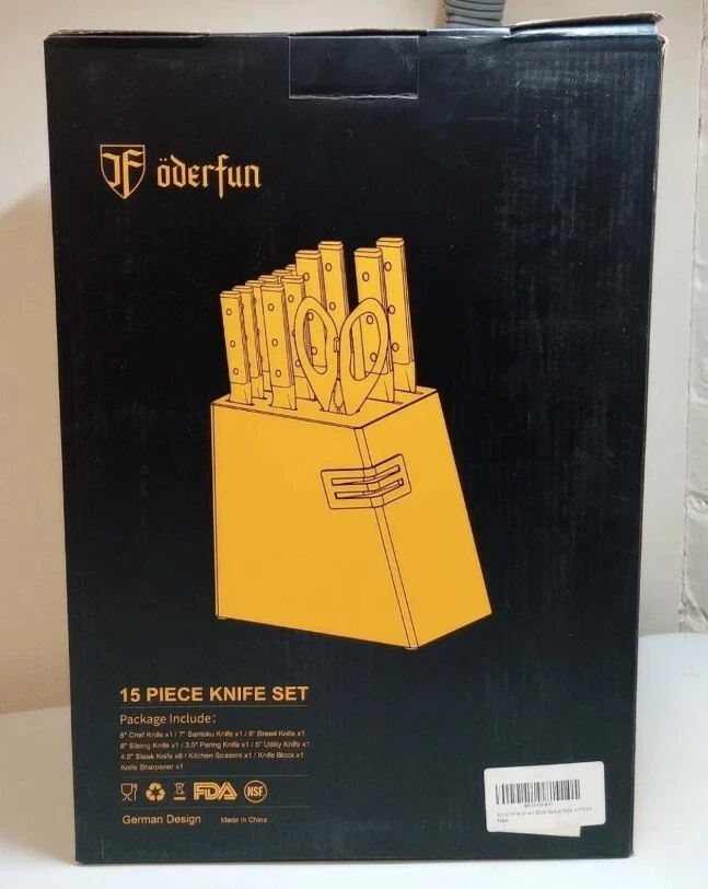JF Oderfun 15 Piece Knife Set With Block
Opens in a new window or tab