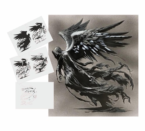 AS-392 Grim Reaper Step-by-Step Stencil For Airbrush & Acrylic Painting - Size L, Reusable Laser Cut Film - View #2