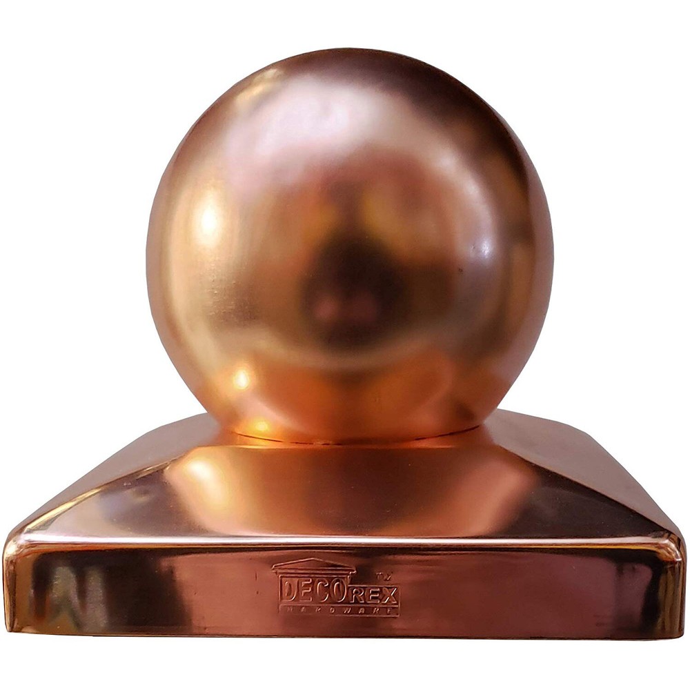 5.5" x 5.5" Solid Copper Ball Post Cap for True/Actual 5.5" x 5.5" Wood Posts