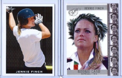 (2) JENNIE FINCH LEAF 2004 OLYMPICS U.S.A Softball Rookie Karte Lot!