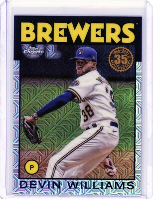 2021 Topps Chrome Devin Williams 1986 Retro Mojo Refractor - Milwaukee Brewers