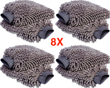 8X Auto-Waschhandschuh, Händehandtuch, Mikrofaser, Dunkelgrau, 30 x 20 cm