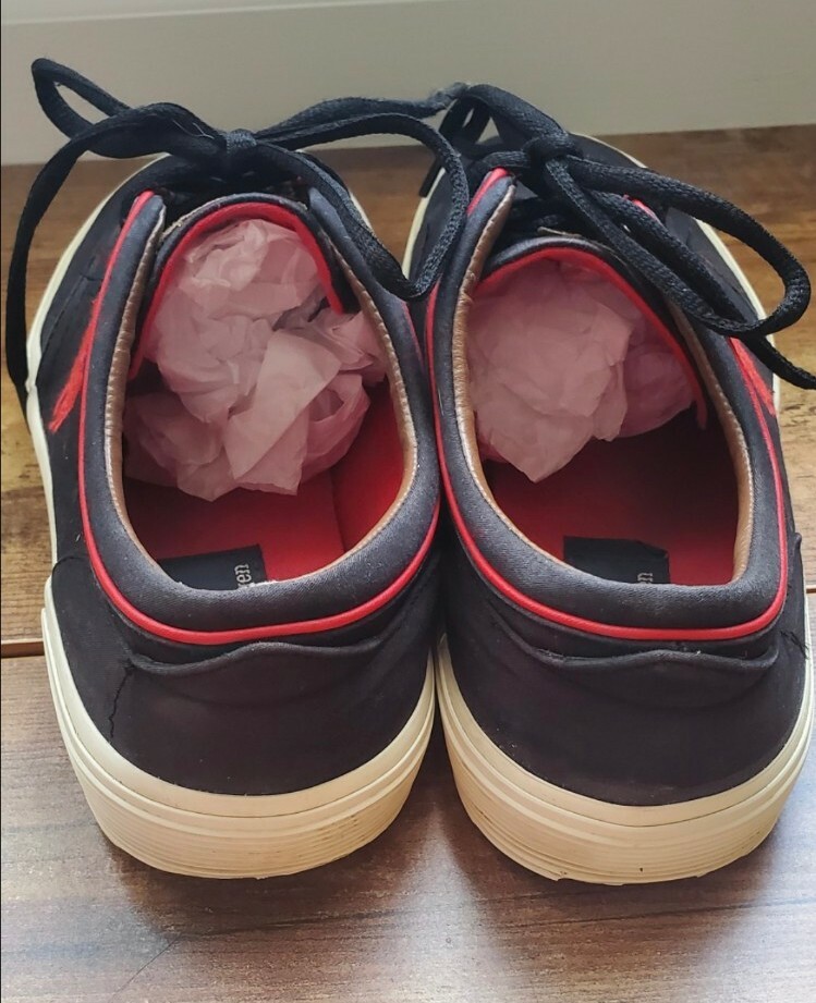 POLO Ralph Lauren Faxon Sneakers Basse Uomo 9.5 Nero Rosso Casual Big Pony Scarpe