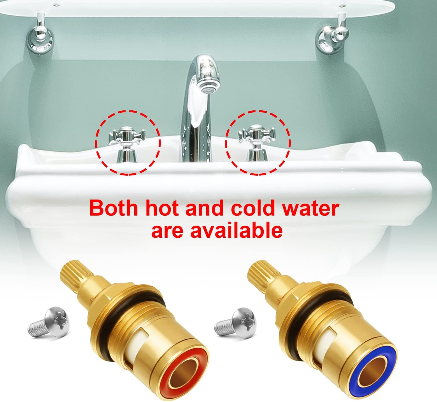 2 Pcs Ceramic Tap Cartridge 1/4 Turn 20 Spline, Tap Valve Replacement