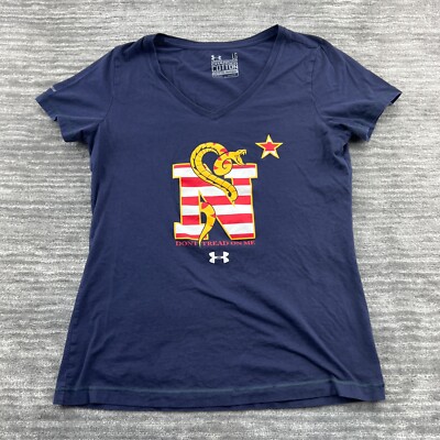 Under Armour Shirt Size L Womens US Navy Don't Tread on Me Semi-Fitted Blue 