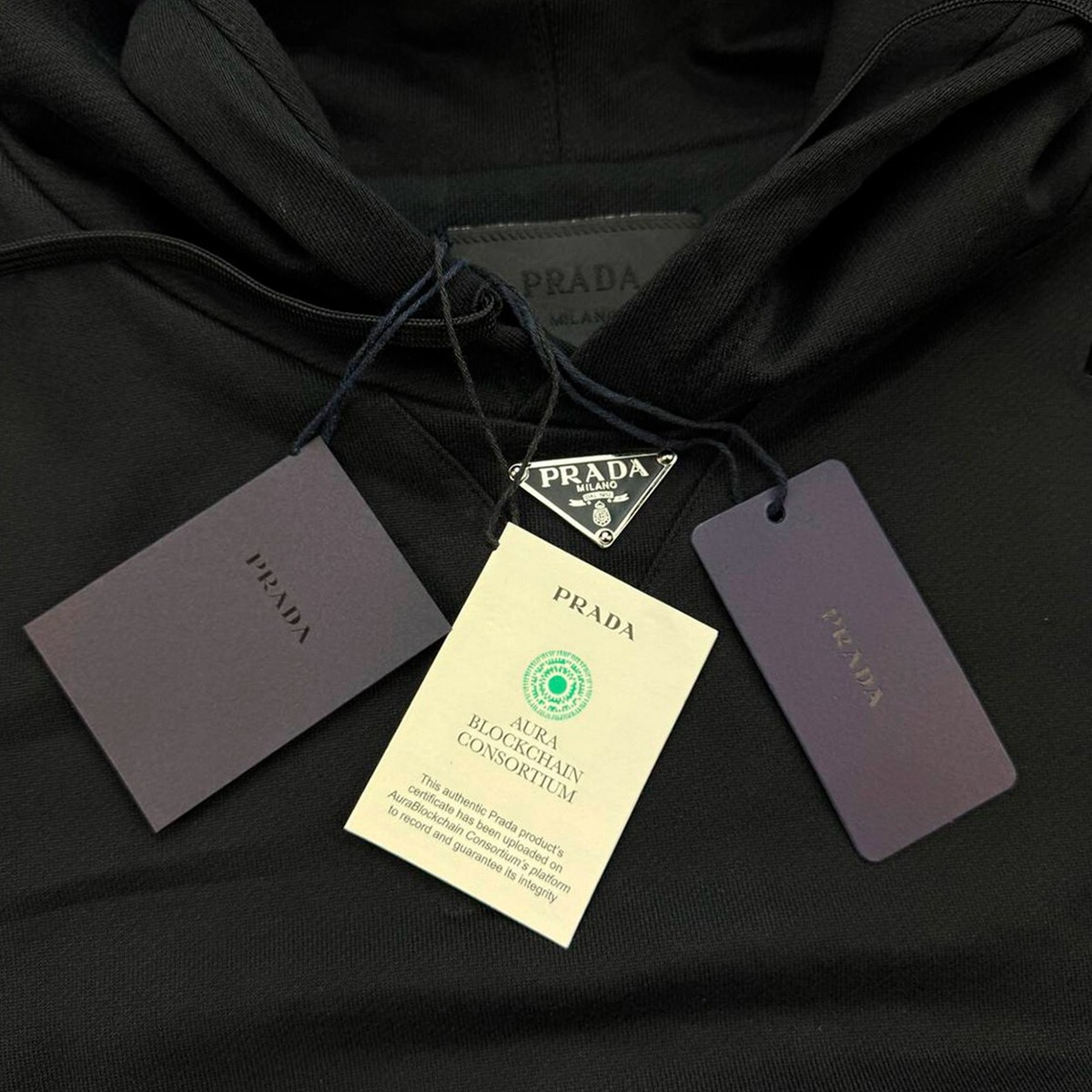 PRADA Black Fleece Oversized Hoodie Sweatshirt Men | eBay