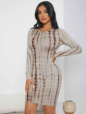brown tie dye bodycon dress Loralie Midi Dress