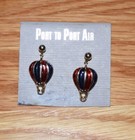 New Port to Port Air Hot Air Balloon Earrings Gold Tone Enamel Aviation Pilot