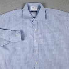 Nautica Shirt Mens Size 17.5 Blue Plaid Dress Button Up Long Sleeve