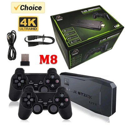 Video Game Sticks M8 2.4G Wireless Controller 4K 10000 Games Retro Console New