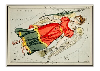 1831 Sidney Hall Illustration VIRGO Astronomical Chart 15.5 x 22'' Premium Print