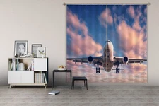 3D Sky Plane A4387 Transport Photo Curtain Window Blockout Fabric Amy 2023