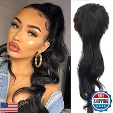 Chicmoi Black Ponytail Extainson 32 Inch Flexible Wrap Around Ponytail Hair E