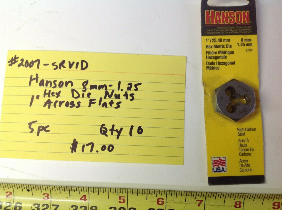 Hanson 8mm 1.25 Hex Die Nuts (2007)(B1S) eBay