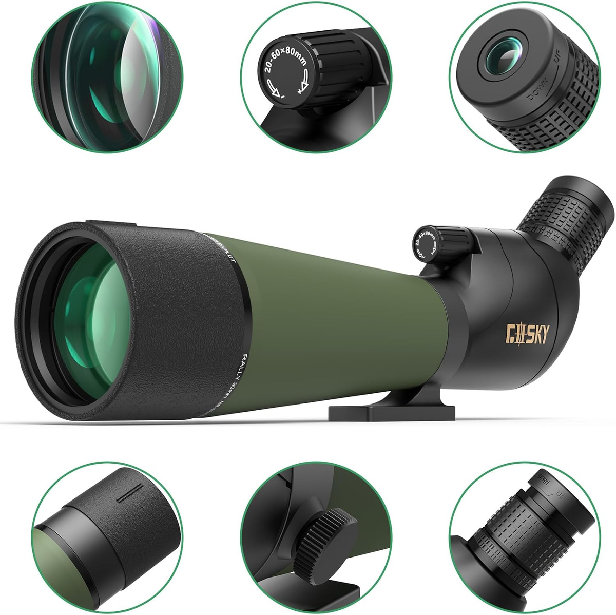 Gosky 20-60x80 Spotting Scope With Tripod & Phone Adapter - High Definition Waterproof For Bird Watching & Wildlife