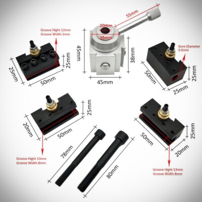 Mini Quick Change Tool Post Holder Aluminum Kit Turning Lathe Tool Set US Seller