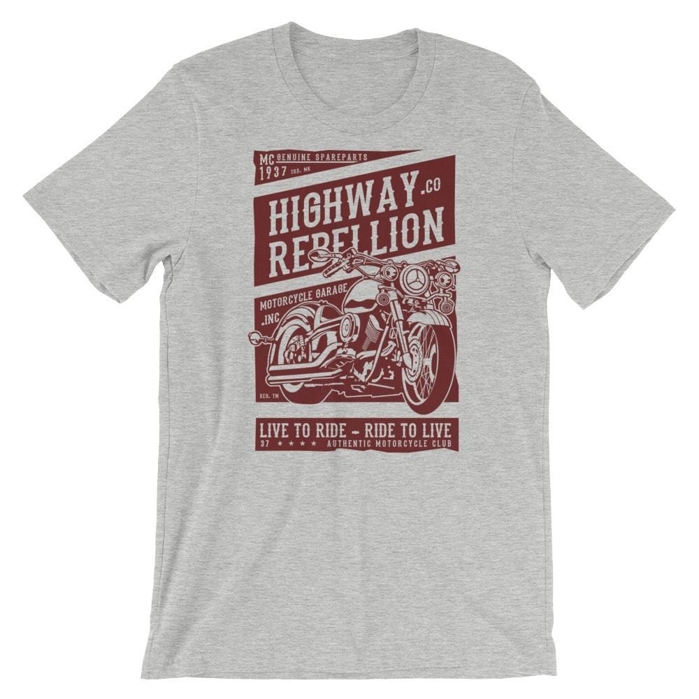 Highway Rebellion T-Shirt. Motorcycle Biker 100% Cotton
