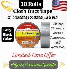 10 Roll 2" X 55M 60 Yards Cloth Duct Tape Utility Grade Industrial SUV Vinyl TRU