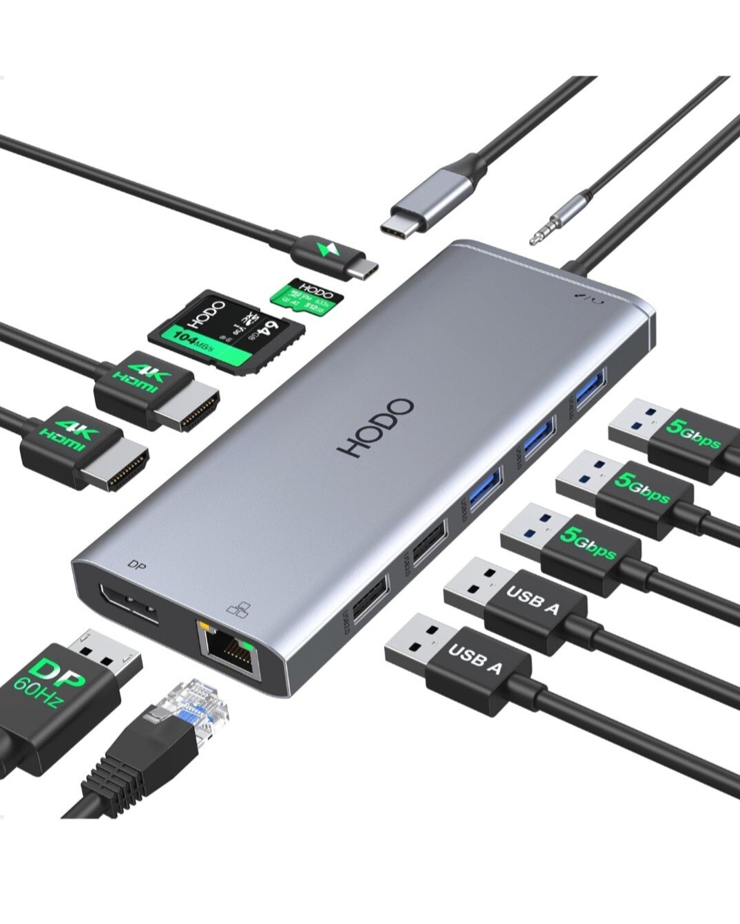HODO USB-C Multi-Port & Function Hub 13 In 1 Docking Station 4K For Laptops NEW
