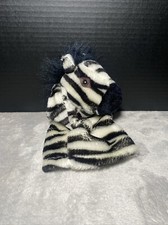 Vintage PlushPup Zebra Hand Puppet Animal Toy Pretend Play Black Stripe Horse