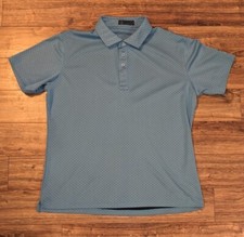 G/Fore Mens Light Blue Pindot Golf Activewear Short Sleeve Polo Shirt - L Read