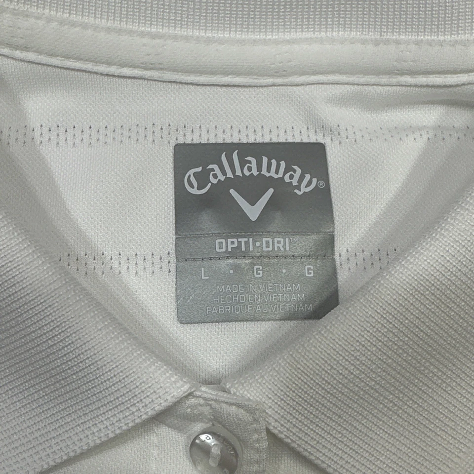 Camisa Polo Callaway Mujer Grande Blanca Opti Dri Performance Golf SAS Logo Exterior Foto 2 de 4