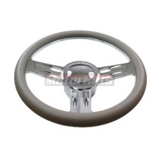 14 Chrome Billet Aluminum Steering Wheel Gray 3-slot Horn Hotstreetrod Chevy Gm
