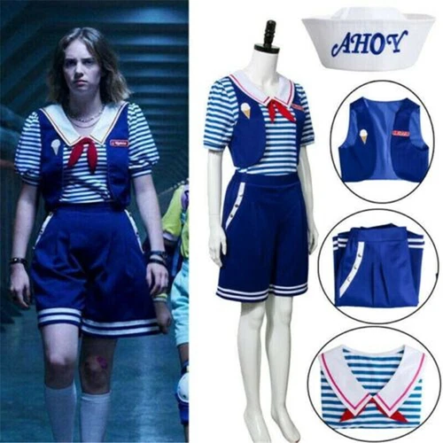 Stranger Things Robin Scoops Steve Harrington Cosplay Halloween Costume Uniform - Picture 5 of 23