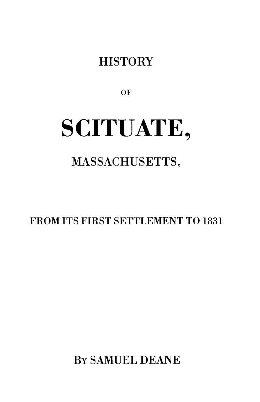 Thumbnail - Samuel Deane | History Of Scituate, Massachusetts | Taschenbuch |