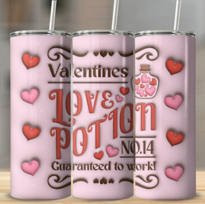 3D Valentine's Day-13 Love Potion No.14 Multicolor 30oz Insulated Tumbler New