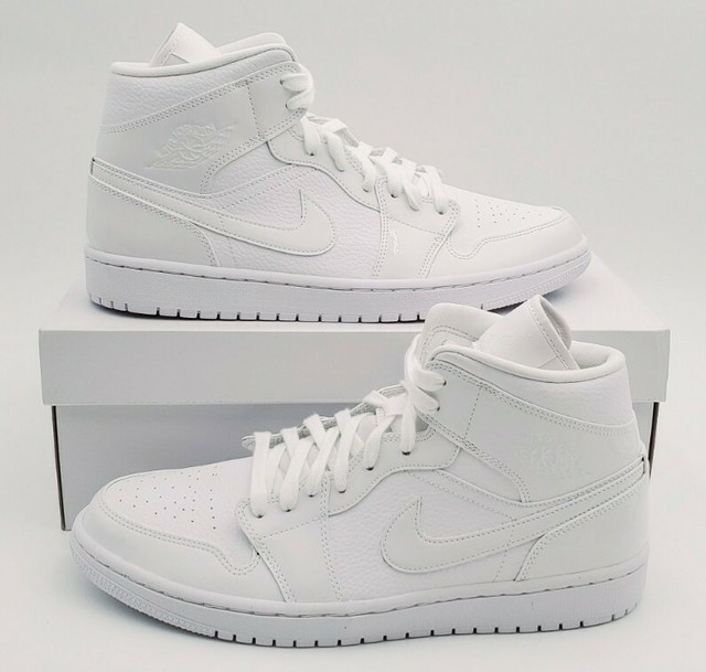 Nike Women's Jordan 1 Mid Triple White Patent Swoosh Shoe Sneaker HTF Size: 12 | eBay