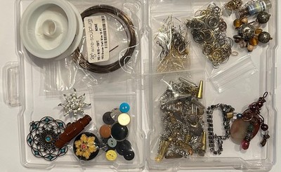 Jewelry making kit caps spacers clasps crimps wire links vintage pieces EBYJ#11