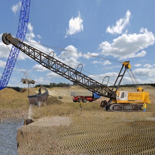 Excavatrice avec panier à drague à chenille Liebherr HS883HD -HO-1/87-KIBRI 1125 | Condition: Neuf