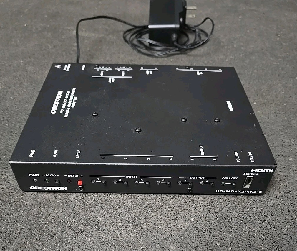 CRESTRON HD-MD4X2-4KZ-E 4x2 4K60 4:4:4 HDR AV SWITCHER (6511307) With Pwr Supply