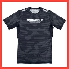 Scramble Jiu Jitsu Camo Shirt Men Medium Black Grey Rashguard Short Sleeve MMA